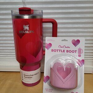 Stanley Valentine Tumbler Bundle, 40 Oz Red Hearts & Bottle Boot
